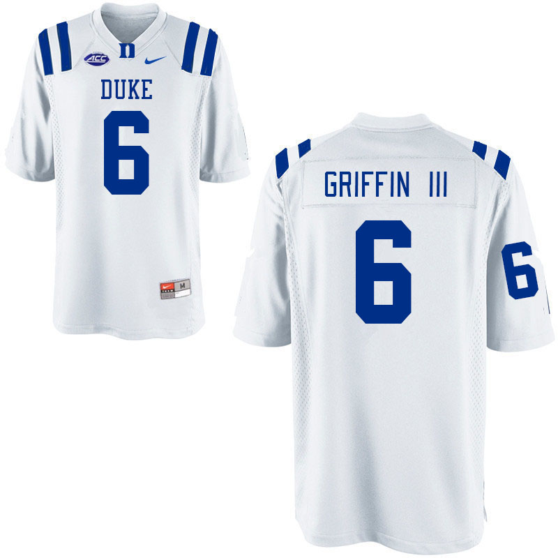 Men #6 Leon Griffin III Duke Blue Devils College Football Jerseys Stitched Sale-White - Click Image to Close